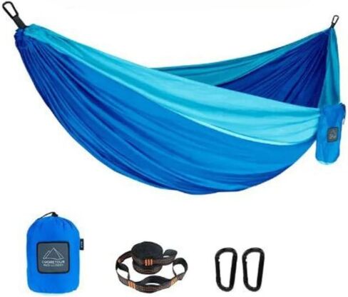 Wilderness Essentials Portable Parachute Hammock, Double or Single,Outdoor Camping Banana Hammock Chair Swing, Hardware Included (Blue) in Saudi Arabia