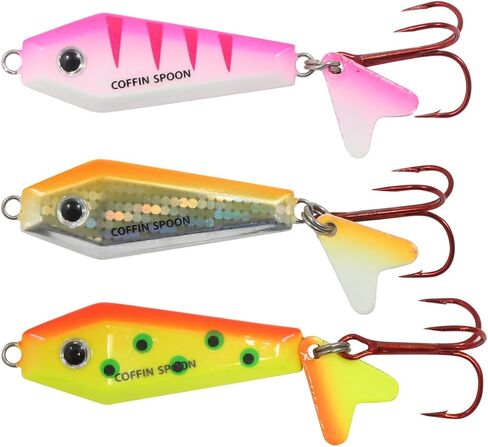 Northland Fishing Tackle Buck-Shot Coffin Ice Fishing Jigging Spoon, 3 Spoons Per Pack, Assorted Colors for Walleye, Perch, Crappie, & More in Saudi Arabia