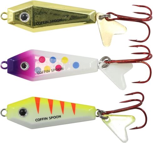 Northland Fishing Tackle Buck-Shot Coffin Ice Fishing Jigging Spoon, 3 Spoons Per Pack, Assorted Colors for Walleye, Perch, Crappie, & More in Saudi Arabia