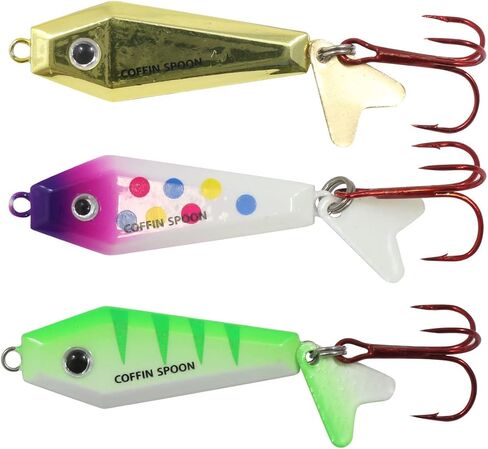Northland Fishing Tackle Buck-Shot Coffin Ice Fishing Jigging Spoon, 3 Spoons Per Pack, Assorted Colors for Walleye, Perch, Crappie, & More in Saudi Arabia