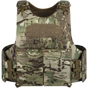 YAKEDA Tactical Weighted Vest With Quick Release Buckle Laser-Cutting Lightweight Vest Back Ziiper Combination with Backpack