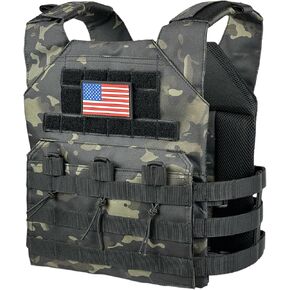 Tactical Vest ES-2, Light Weight, Tough 500D Nylon, Universal Adjustable Size S-XXL, Breathable 3D Mesh Liner