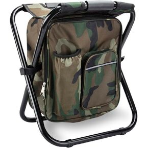 Backpack Cooler Chair, Portable Fishing Chair, Folding Seat 400 LBS Large Capacity Camouflage Bag, Outdoor Gear Camping Stool for Travel, Beach, Hiking, Picnic