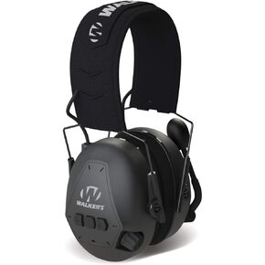 WALKER'S Passive Bluetooth Muff - 24dB NRR CVC Noise Cancellation Compact Collapsible Shooting Passive Hearing Protection Muff W/ Adjustable Boom Mic, 3 AAA Batteries