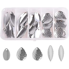 Spinner Blades for Lure Making, 50pcs Easy Spin Colorado Willow Blades Kit Spinner Baits Blades Spoons Blades Lure Making Tackle DIY Fishing Lures Accessories for Spinner Baits Walleye Rig Making
