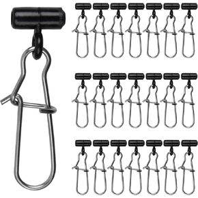 Fishing Line Sinker Sliders Duo Lock Snaps, 25pcs Heavy Duty Fishing Sinker Slides with Hooked Snap Fishing Line Connector for Saltwater Fishing Tackle