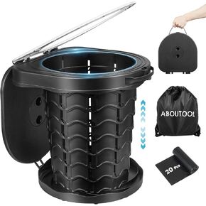 Portable Toilet for Adults, Adjustable Height Camping Toilet Portable, Outdoor Emergency Toilet for Car, Travel, Camping, and Hiking, Comfortable Portable Potty for Adults with 20 Toilet Bags