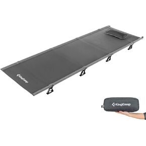 KingCamp Camping Cot,Folding Portable Ultralight Compact Cots for Outdoor Backpacking Travel,Sleeping Cots for Adults Hiking Mountaineering with Pillow and Storage Bag,Lounging Cot Blue/Black
