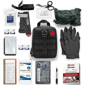 ASA TECHMED Advanced Emergency Trauma Kit with CAT GEN-7 Tourniquet – Compact, Comprehensive First Aid Field Kit for Tactical, Outdoor, and Emergency Responders