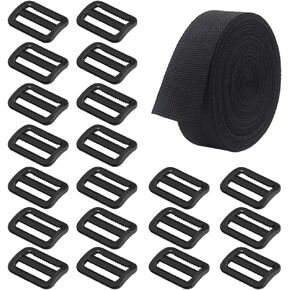 Heavyweight Polypropylene Webbing 1 Inch by 10 Yard & 20 Pieces Plastic Triglide Slides, SourceTon Heavy Duty Poly Strapping and Tri-Glide Slides for Outdoor DIY Gear Repair