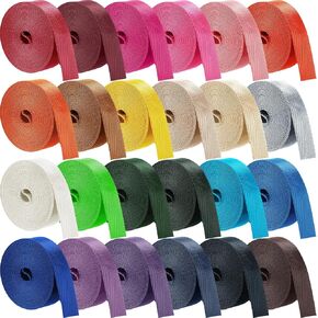 Windyun 24 Rolls Nylon Webbing 1 Inch 1.5 Inch Wide Heavyweight Nylon Strap 3.3 Yard 24 Colors Webbing Strap DIY Crafting Gear Repair, Pet Collars, Pet Leash, Backpack, Gardening