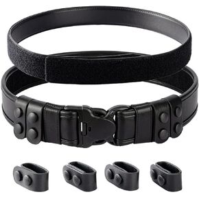 Plain Black Duty Belt w/Hook Lining 2" Police Law Enforcement Duty Belt w/ 4 Belt Keepers 1.5" Reversible Inner Belt