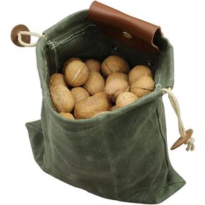 1 Pcs Camping Outdoor Foraging Bag Leather Waxed Canvas Foraging Pouch Leather Belt Pouch Fruit Picking Bag for Camping Outdoor Waist Hanging Tool Bag Jungle Travel Bag