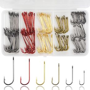 Aberdeen Fishing Hooks Kit 150pcs Long Shank Aberdeen Hooks Assorted Small Size Sharpened Live Bait Fishing Hook Set for Saltwater Freshwater Bass Catfish Trout Crappie Panfish