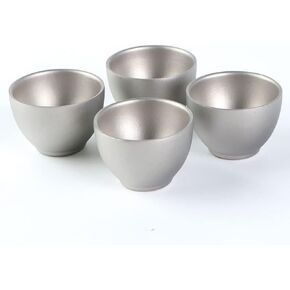 4 Pack 50ml Titanium Tea Cup Ultralight Camping Double-Wall Tea Cup Coffee Cup for Outdoor Backpacking Hiking Picnic