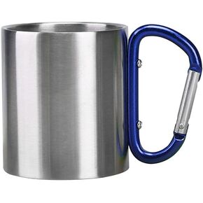 MiOYOOW Stainless Steel Carabiner Mug, 10Oz Double Walled Camping Mug Metal Cup with Carabiner Handle for Outdoor Camping Travel Mountaineering(300ML) in Kuwait