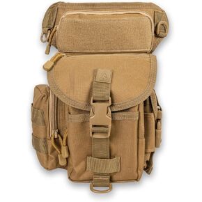 Voyager Leg Bag Strong Weather Proof Cardura Outer Shell | For Hunting or Hiking | Adjustable Waist & Drop Leg Strap | Flat Dark Earth