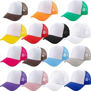 15 Pack Kids DIY Trucker Hats Bulk Summer Mesh Baseball Cap Blank Sublimation Trucker Cap for Child Summer