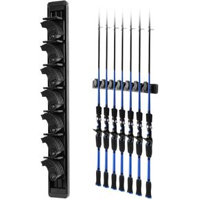 Vertical Fishing Rod Holder, Aluminum Wall Mounted Fishing Rod Rack Holds Up to 7 Rods or Combos, Fishing Rod Rack Storage Organizer for Garage
