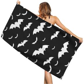 Bats Halloween Beach Towel, Microfiber Quick Dry Super Absorbent Bath Towels, Black Oversized Towels for Shower, pool, Camping, Beach 30x60 in