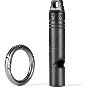 Whistle Emergency,Titanium Loud Whistle up to 120db,Emergency Survival Whistles Keychain for Kids Women Men,Safety Whistles for Camping Hiking-Black