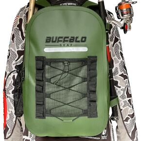 Buffalo Gear Waterproof Fishing Backpack with Rod Holder,26L Fly Fishing Backpack,Fishing Tackle Storage Backpack for Fishing