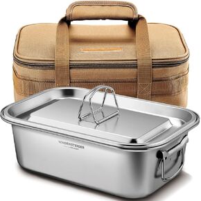 Large Stainless Steel Camping Pot & Carrying Bag Set 4.5L/3.8Gal | Square Metal Pot & Organizer Bag for Outdoor Cooking; Water-Proof Storage Organizer, Food Storage Container, Cooler Bag