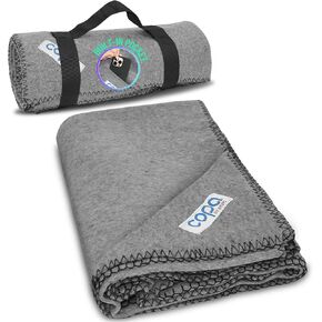copa Outdoors Extra Large 4.5 lbs Wool Blanket 90"x66" Camping Blanket Thick Outdoor Blanket w Carry Strap and Front Cell Phone Pocket Camping Blankets for Cold Weather