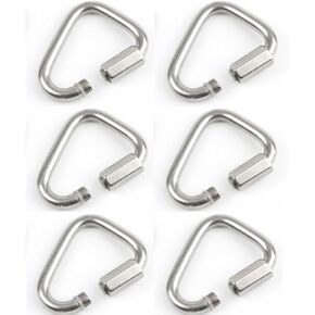6PCS M6 Stainless Steel Threaded Quick Link, Stainless Steel Triangle Locking Carabiner Clip,for Hammocks, Trailer, Camping, Swing, Cable