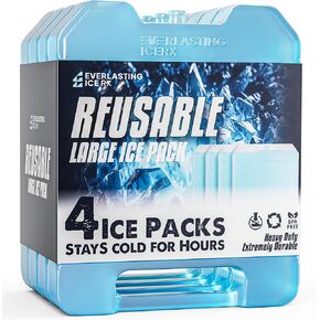 Large Reusable Ice Packs for Cooler with Handle (4 Pack) Long Lasting Coolness, BPA Free, Freezer Packs for Extended Cooling | Cooler Ice Packs for Camping, Fishing, Hiking, Beach