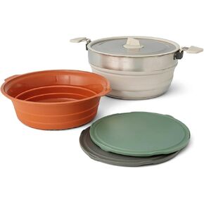 Sea to Summit Detour Essentials Camp Kitchen Kit (5 Liter Pot, Collapsible Colander, 2 Cutting Boards)