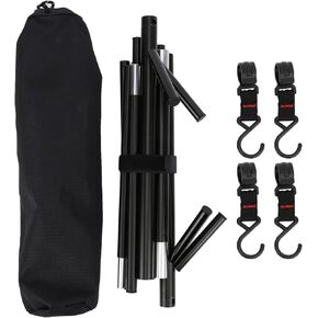 Tissting 30.5x25.5x16.7in Outdoor Camping Cookware Hanging Rack Portable Foldable Triangular Storage Rack 8kg Bearing Weight with 4 Hooks for Hanging Kettles, Camping Pots, Bowls, Clothes Socks