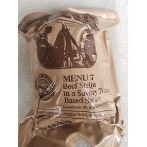 LoJo Surplus Genuine Military MRE Meals Ready to Eat with Inspection Date 2022 or Newer (Beef Strips in a Savory Tomato Sauce)