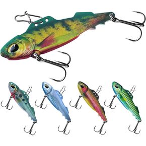 HANDING Armor Blade Bait with Mustad Hook, Freshwater or Saltwater Bass Fishing Lures, Lifelike Metal Vibrations Lures, Angler's Gift, 1/4oz, 3/8oz and 3/4oz (5 Pack)