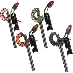 4-Inch Ferro Rod Fire Starter with Lifesaving Whistle Flint and Steel Fire Starter Kit, Camping Fire Starter, Fire Starter for Camping, Hiking, Hunting, Camping Safety and Survival equipmen