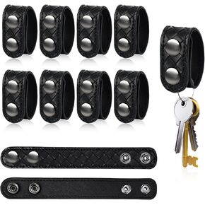 10 Pcs Leather Belt Keepers 2 1/4'' Duty Belt Keepers with Double Snaps Weave Buckle Belt for Police Military Equipment Accessories Outdoor Sports