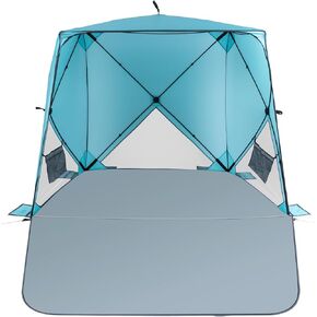 Beach Tent,Beach Sun Shelter with UPF 50+UV Protection with Extendable Floor mat for 3-4 Person, Waterproof Portable Easy Setup Beach Canopy Shade Tent for Outdoor Camping, Picnics