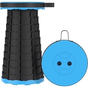 Upgrade 4.0 Portable Retractable Folding Stool, Camping Telescopic Stool, Sturdy Lightweight, Adjustable Collapsible Plastic Step Stool for Fishing Hiking Picnic Outdoor Activities (Blue Black)