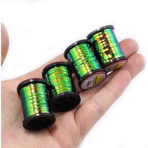 Pack of 1 Green Peacock Flat Tinsel 35 Yards Fly Tying Floss Thread Silky Yarns Fly Fishing Tying line Fly Fishing Tying Materials Fly Tying Materials Accessories