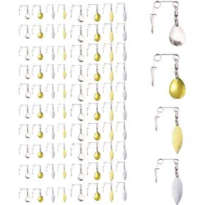 120 Pieces Fishing Spinnerbaits Smooth Spoons Kit, Spinner Blades Spinnerbait Smooth Spoons Rigs Fishing Spoons Blades Spinner Fishing Lures Accessories, 6 Size Silver Gold Color