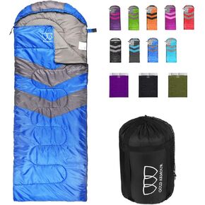 Gold Armour Sleeping Bags for Adults Cold Weather & Warm - Backpacking Camping Sleeping Bag for Kids 10-12, Girls, Boys - Lightweight Compact Camping Essentials Gear Accessories, Left Zipper