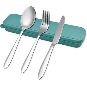 Travel Silverware Set with Case, 4Pcs Portable Forks Spoons and Knives Set, Reusable Utensils for Lunch Box Office Work School Camping Picnic (Orange) in Kuwait