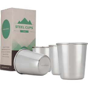 HumanCentric Stainless Steel Cups, 8oz cup (Set of 4) - Compact and Convenient Size