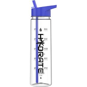 HYDRATE Motivational 900ml Straw Water Bottle ? with Time Markings, BPA-Free (Mint Green)