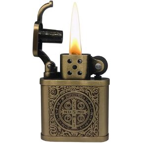 Wheel Lighter, Soft Flame Lift Arm Lighters, Antique Style Vintage Oil Lighter for Collection/Decorative/Gift/Present (Constantine Bronze)