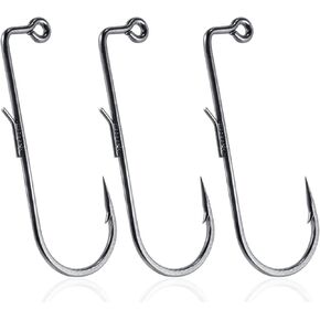 Dr.Fish 30 Pack Fishing Jig Hooks Aberdeen Fishing Hooks 90 Degree Round Bend Fishing Hooks Long Shank Hooks High Carbon Steel Fishing Jig Making Hook Supplies