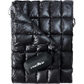 Down Camping Blanket - Packable Lightweight Outdoor Blanket, Warm Compact Backpacking Quilt for Cold Weather, Water-Resistant Puffer Blanket, Ideal for Travel, Hammock, Outdoor Adventures