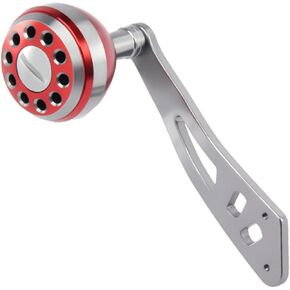 1 Pc Fishing Reel Handle Aluminum Alloy Lightweight Low-profile Reel Silver-red Power Handle 0.31x0.2inch Mounting Hole for Reel Repair Parts