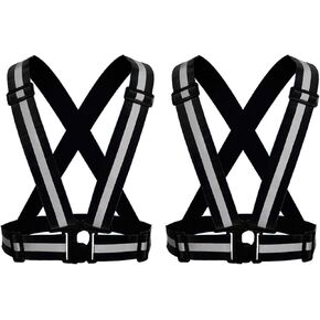 Reflective Vest Running Gear Ultralight Runner Safety Vest, High Visibility Adjustable Reflective Safety Vest for Night Cycling,Hiking, Jogging,Dog Walking (2Pcs Black) …