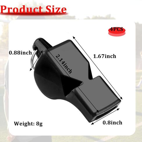 Whistles for Coaches with Lanyard, 4 PCS Lifeguard Whistle Emergency Black Whistles for Adults Boat Whistle Loud Crisp Sound, Essentials for Lifeguard, Referees and Officials (Black) in Saudi Arabia